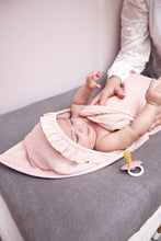 Load image into Gallery viewer, Hooded Towel Terry Ruffle Soft Pink