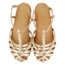 Load image into Gallery viewer, Sandals Leather Multi Braided Strap Gold