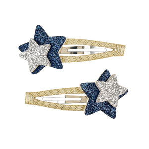 Hairclip Star Blue / Silver 2 pc