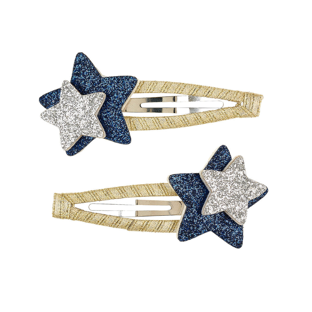 Hairclip Star Blue / Silver 2 pc