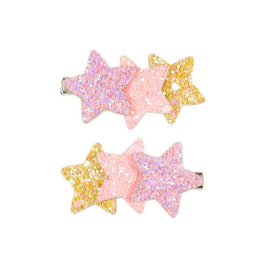 Hairclip Stars Pink / Gold 2 pc