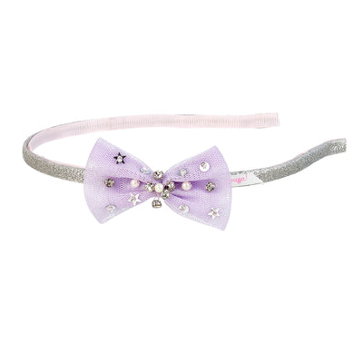 Headband Bow Purple Pearls