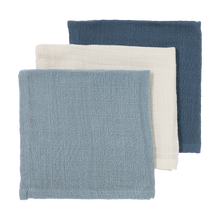 Load image into Gallery viewer, Hydrophilic Mouth Cloths Hydrophilic Pre-Washed Natural / Jeans Blue / Indigo (3 pcs)
