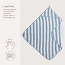 Load image into Gallery viewer, Hooded Towel Jaquard Fat Stripe Jeans Blue
