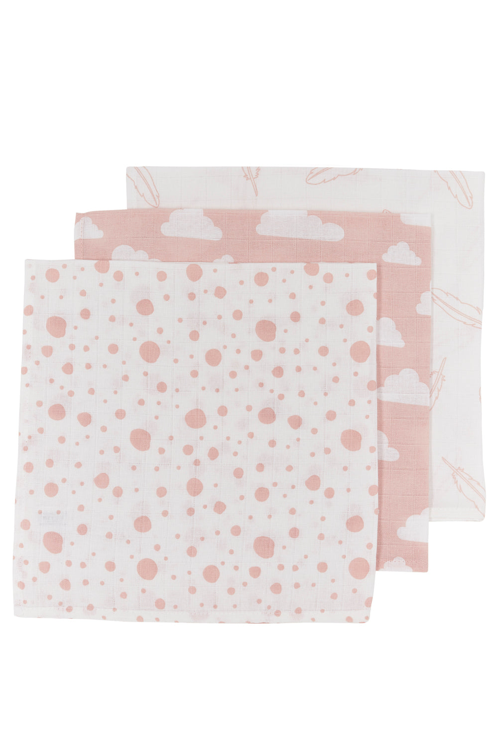 Hydrophilic Mouth Cloths Feather Clouds Pink (3 pcs)