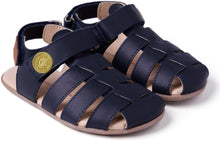 Load image into Gallery viewer, Barefoot Sandal Leather Crab Kaki &amp; Marino
