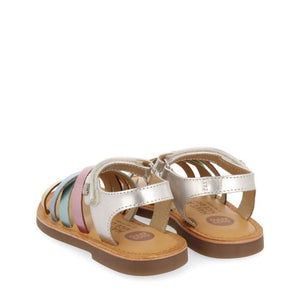 Sandal Multi-Strap Style Metalic Multicolor