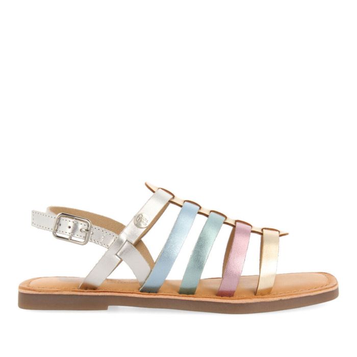 Sandal Multi-Strap Style Metalic Multicolor