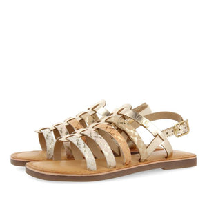 Sandal Leather Multi Strap Gold