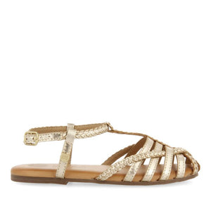 Sandals Leather Multi Braided Strap Gold