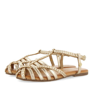 Sandals Leather Multi Braided Strap Gold
