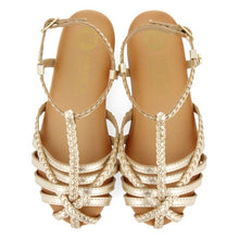 Load image into Gallery viewer, Sandals Leather Multi Braided Strap Gold
