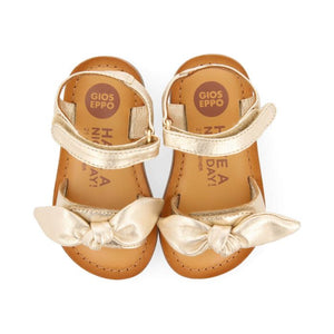 Sandals with Bow Metallic Gold