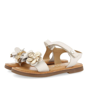 Sandals Leather Floral White