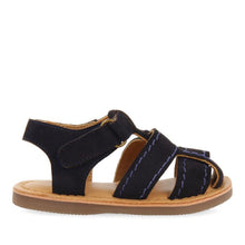 Load image into Gallery viewer, Sandal Leather Strappy Mustard &amp; Navy
