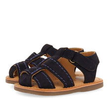 Load image into Gallery viewer, Sandal Leather Strappy Mustard &amp; Navy
