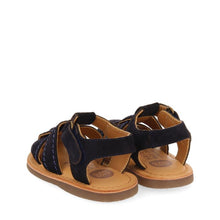 Load image into Gallery viewer, Sandal Leather Strappy Mustard &amp; Navy
