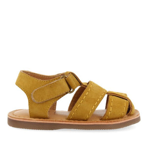 Sandal Leather Strappy Mustard & Navy