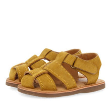 Load image into Gallery viewer, Sandal Leather Strappy Mustard &amp; Navy
