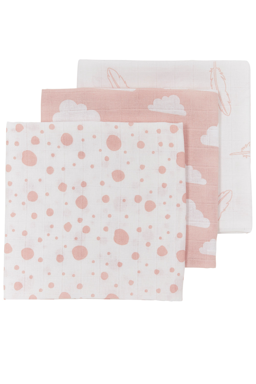Hydrophilic Wash Cloths Feather Clous Dots Pink (3 pcs)