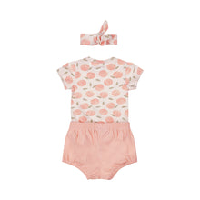 Load image into Gallery viewer, Set Romper + Panty Diaper + Headband Peaches
