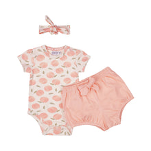 Load image into Gallery viewer, Set Romper + Panty Diaper + Headband Peaches
