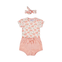 Load image into Gallery viewer, Set Romper + Panty Diaper + Headband Peaches
