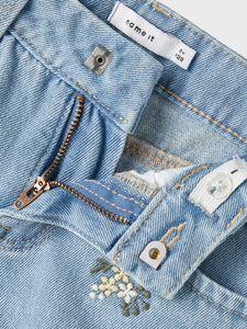 Jeans Short Floral Embroidery