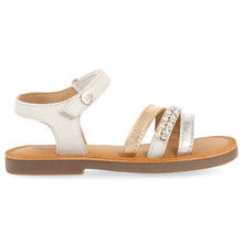 Load image into Gallery viewer, Sandal White with Silver and Golden Straps
