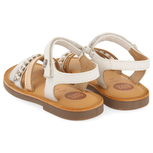 Sandal White with Silver and Golden Straps