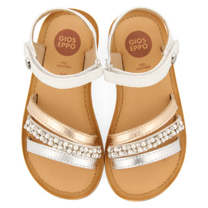 Sandal White with Silver and Golden Straps