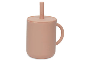 Cup Drinking Cup with Straw Silicone Pale Pink