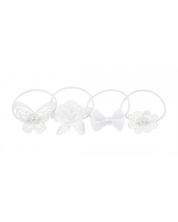 Hair Elastic Laury Flower Butterfly White 4 pc